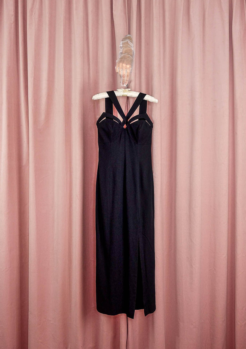 1990s Huey Waltzer Black Cutout Dress, Indecent Proposal 1990s Huey Waltzer Black Cutout Dress, Indecent Proposal