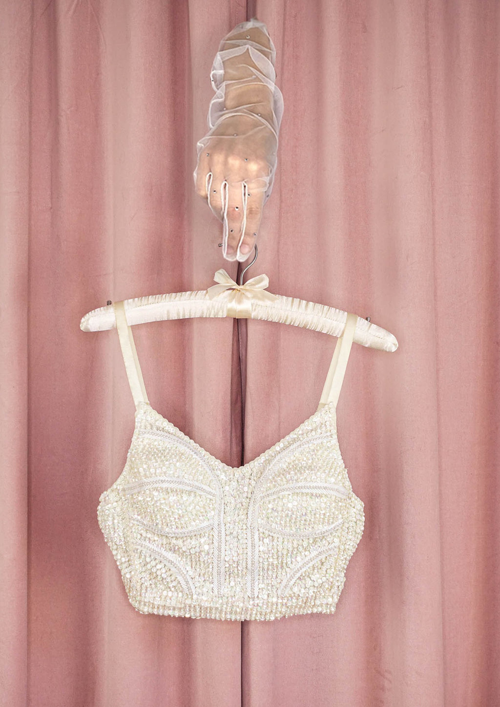 1990s Sequin and Beaded Bustier Top