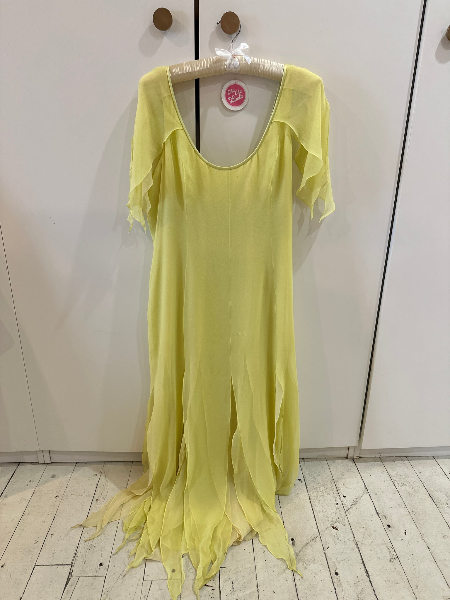Tom & Linda Platt 90s Silk Two Tone Yellow Dress