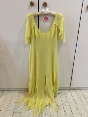 Tom & Linda Platt 90s Silk Two Tone Yellow Dress