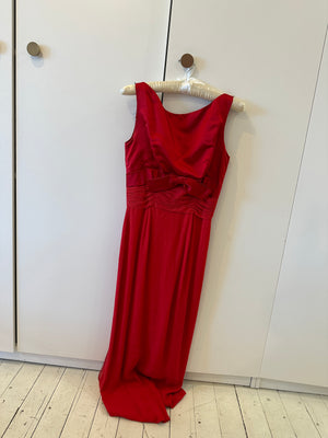 60s Red Chiffon Column Gown
