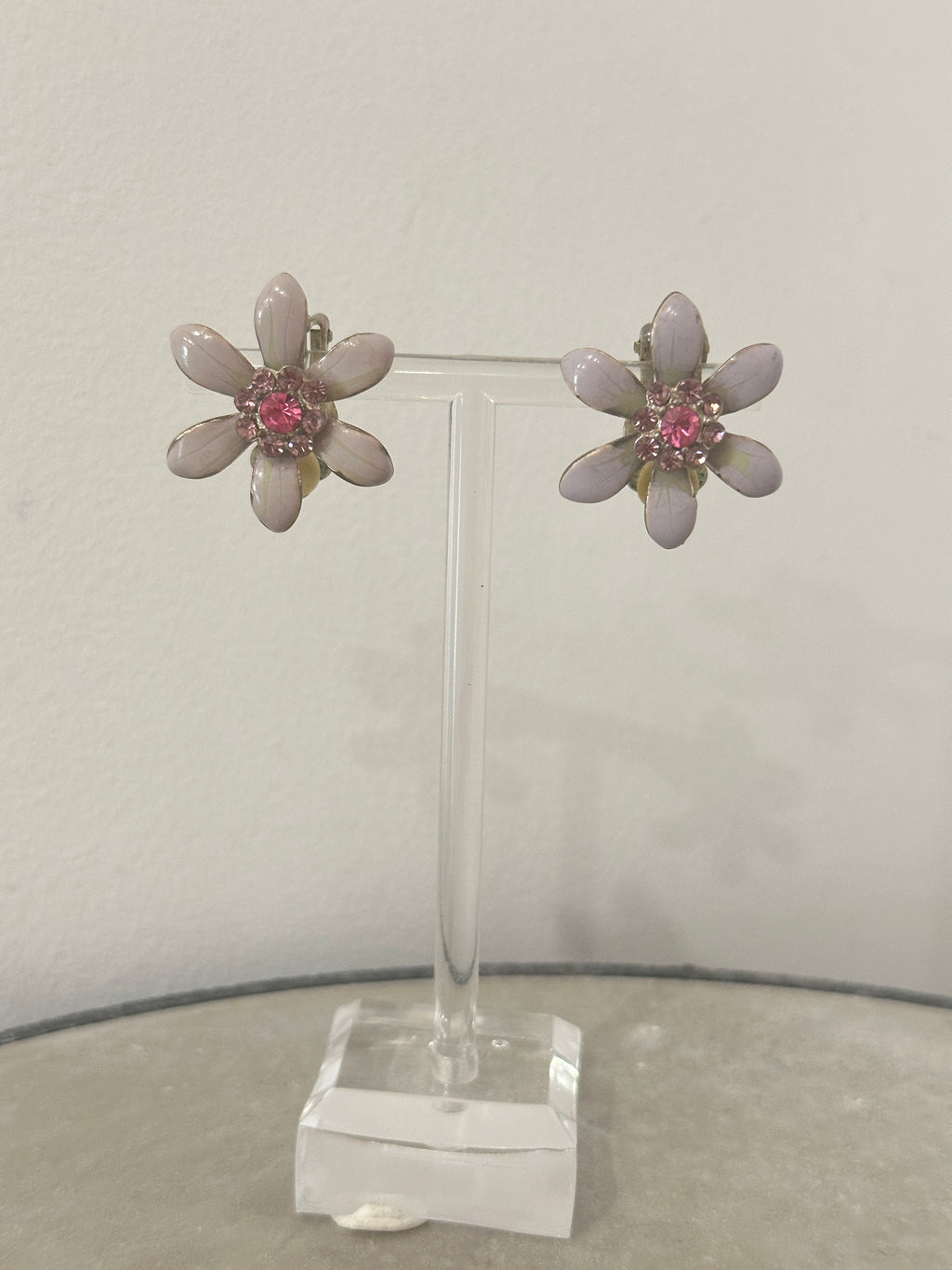 50s Purple Flower Clip Earrings