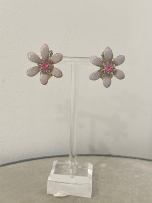 50s Purple Flower Clip Earrings