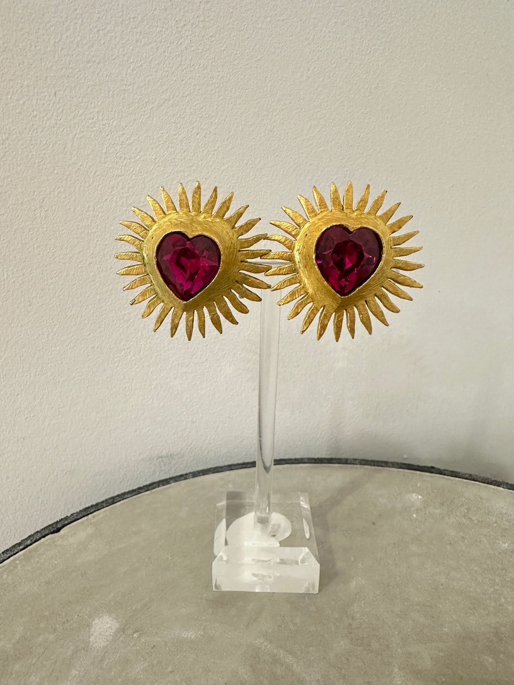 Edouard Rambaud 80s Fuchsia Heart Sun Clips
