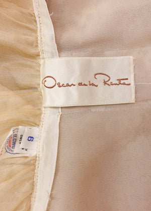 1980s 'Oscar de la Renta' Eyelash Lace and Taffeta Dress