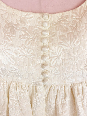 1960s Cream Floral Brocade Mini Dress