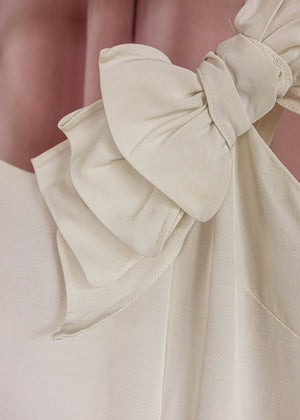 1940s Ivory Faille Ruffle Ballgown And Capelet