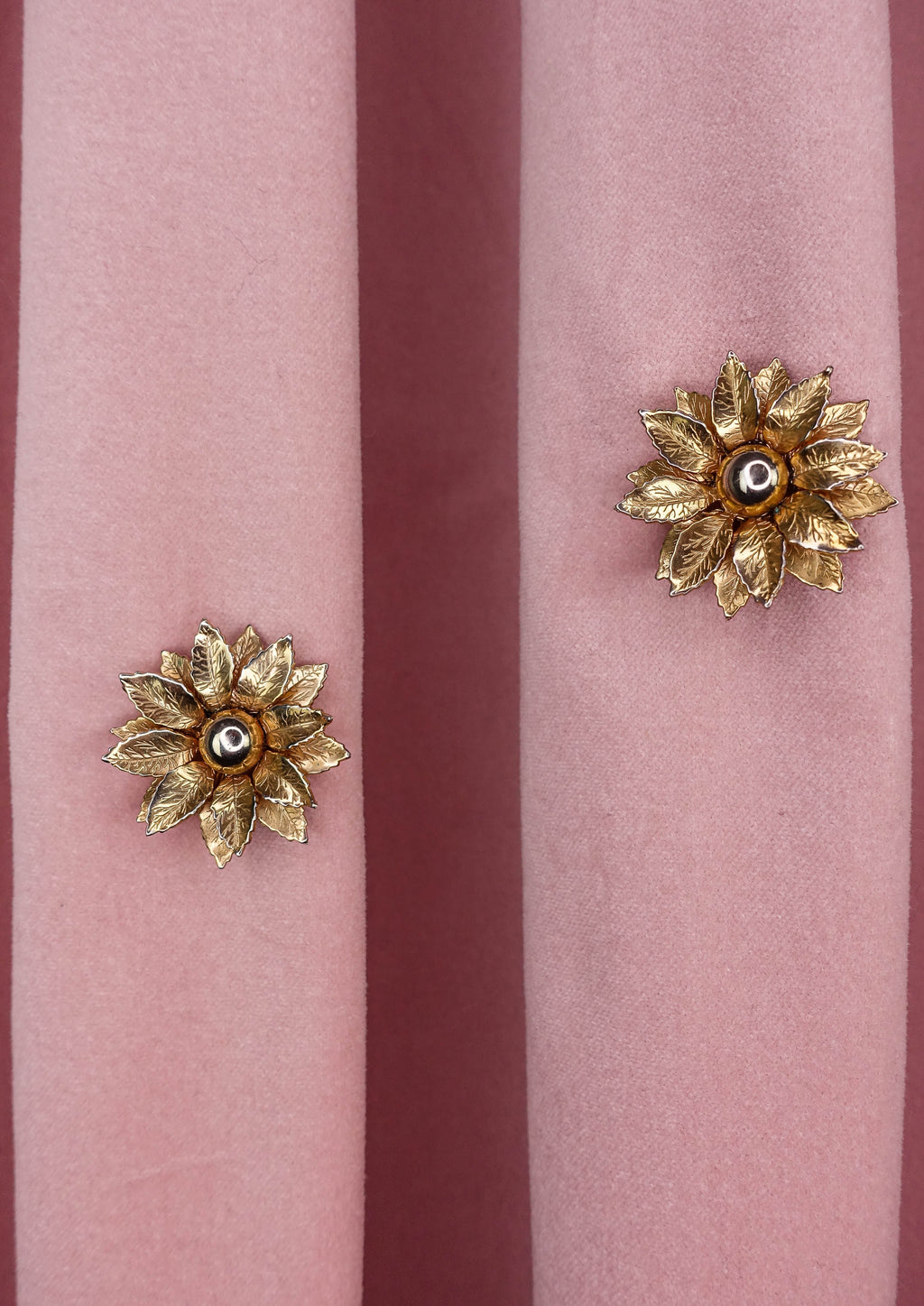 1960s Gold Etched Flower Clips