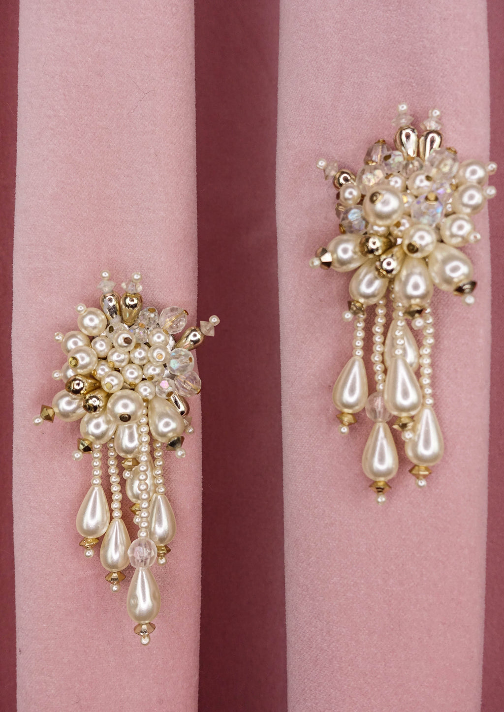 1980s Oversized Waterfall Pearl Clips