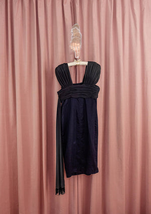 1980s 'Gianni Versace' Navy Linen and Silk Jersey Dress