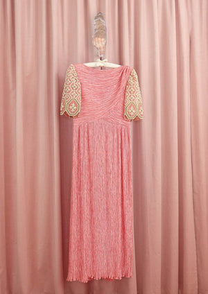 1980s 'Mary McFadden' Pink and Pearl Dress