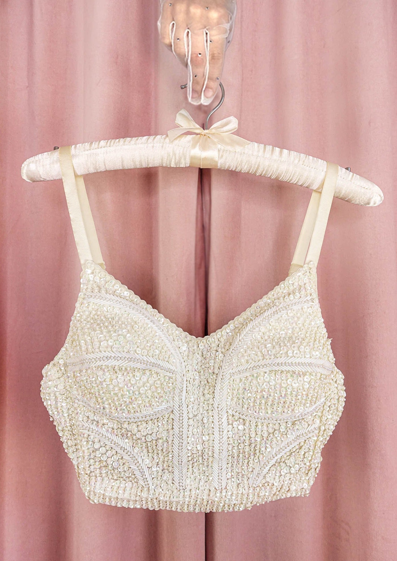 1990s Sequin and Beaded Bustier Top