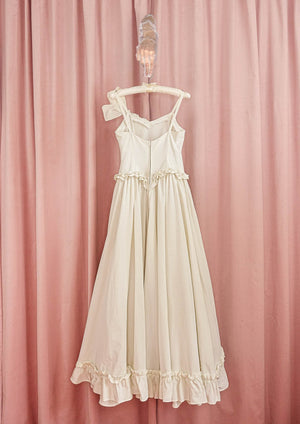 1940s Ivory Faille Ruffle Ballgown And Capelet