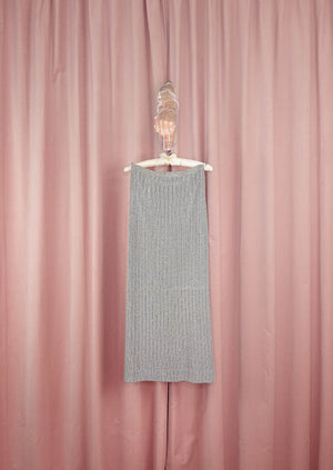 1970s 'Oscar de la Renta' Silver Lurex Skirt Set