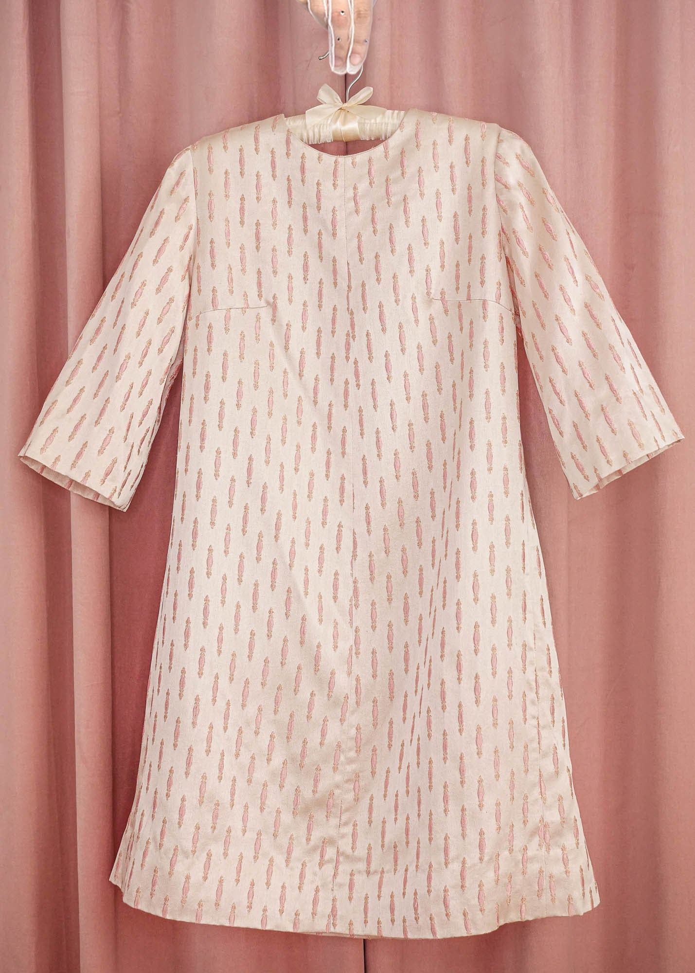 1960s Pink Brocade Swing Dress