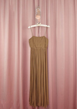 1970s Sheer Café Knife Pleat Long Dress