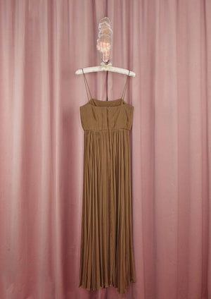 1970s Sheer Café Knife Pleat Long Dress