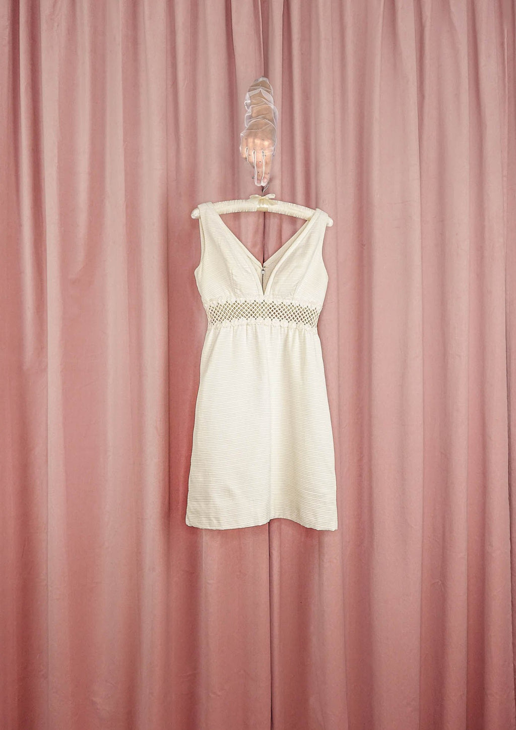 1960s White Daisy Cage Mini Dress