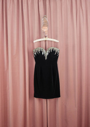 1980s 'Bob Mackie' Silver Beaded Icicle Mini Dress Cha Cha Linda Vintage 1980s 'Bob Mackie' Silver Beaded Icicle Mini Dress Cha Cha Linda Vintage