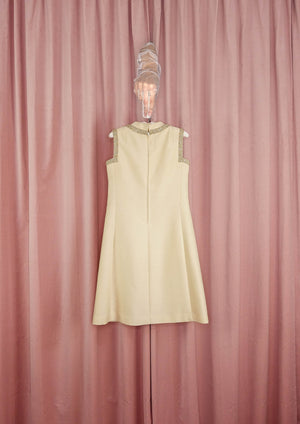 1960s Ivory A-line Dress With Braided Keyhole
