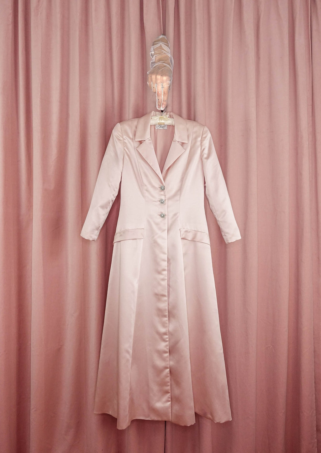 00s Blush Pink Satin Dress Coat