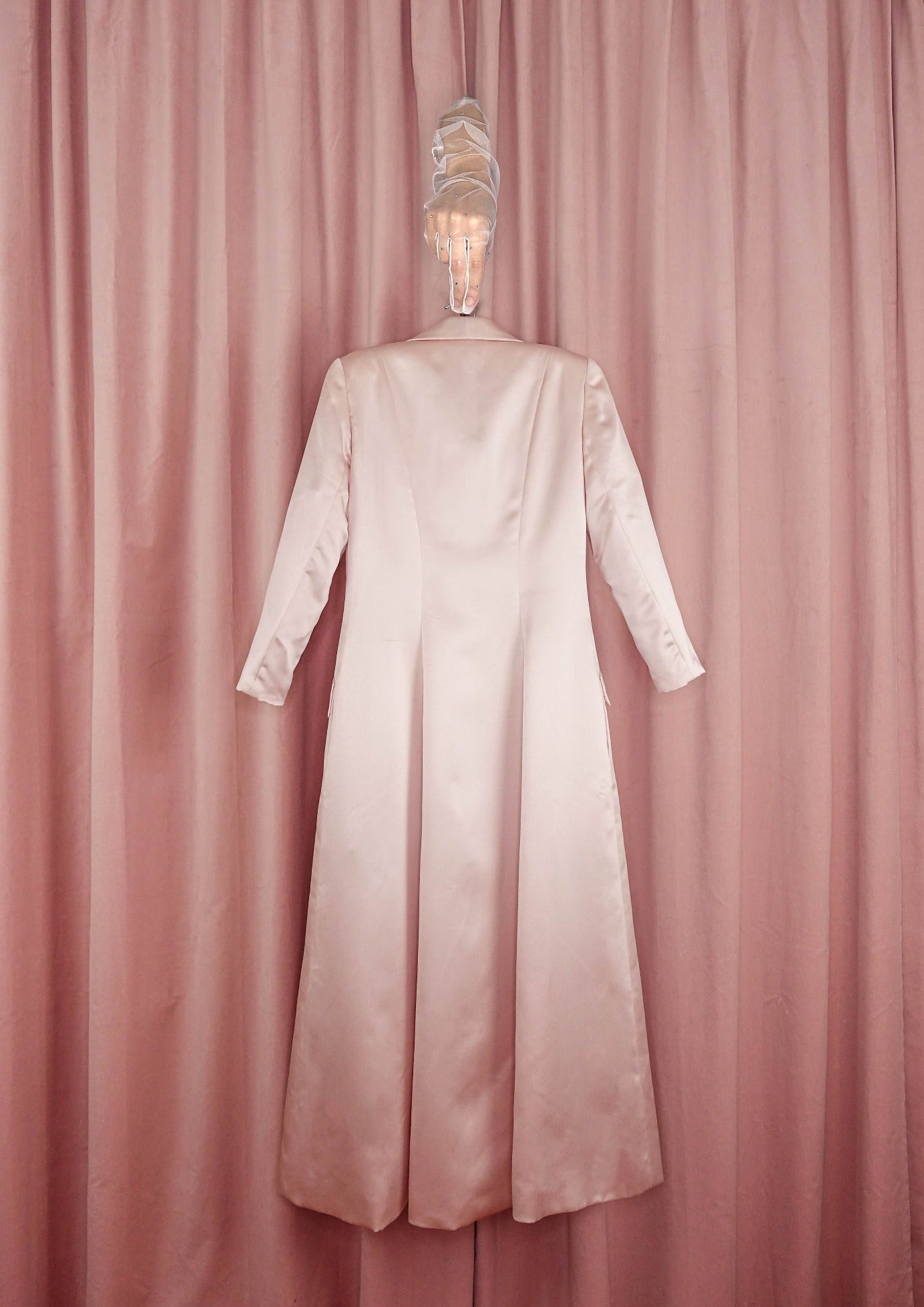 00s Blush Pink Satin Dress Coat Cha Cha Linda Vintage 00s Blush Pink Satin Dress Coat Cha Cha Linda Vintage