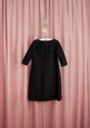 1960s Little Black Dress with Sequin Parrot Appliqué
