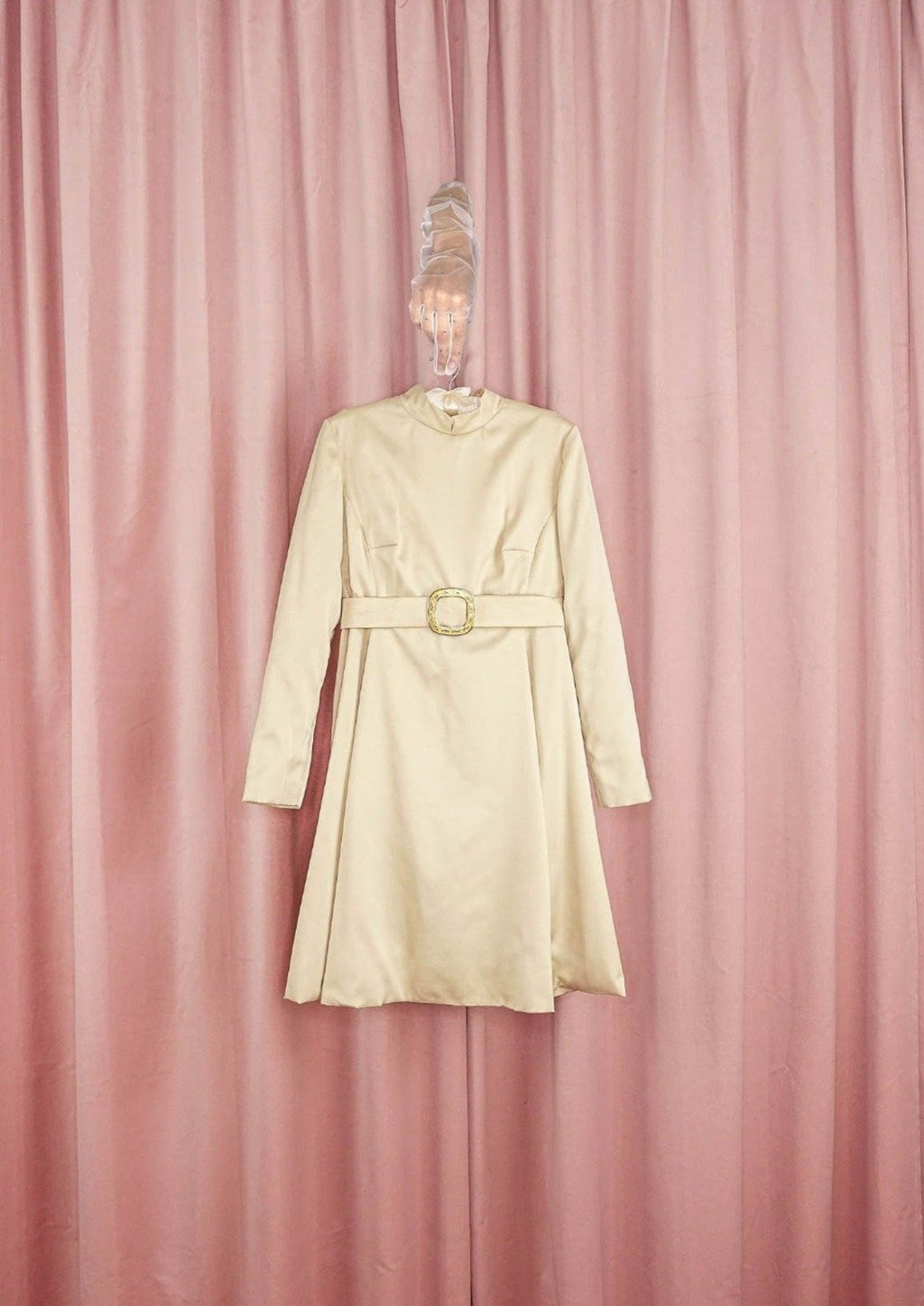 1960s Satin Champagne Mini Dress