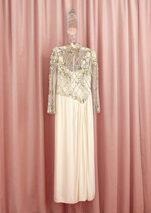 1980s 'Bob Mackie' Ivory Beaded Gown