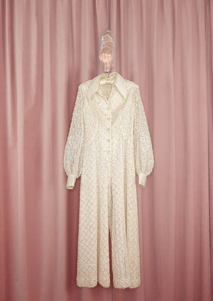 1970s Sequin and Satin Disco Jumpsuit