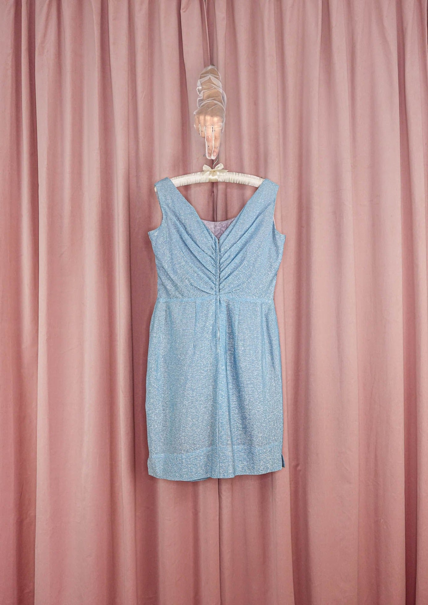 1960s 'Lilli Diamond' Baby Blue Lurex Wiggle Dress
