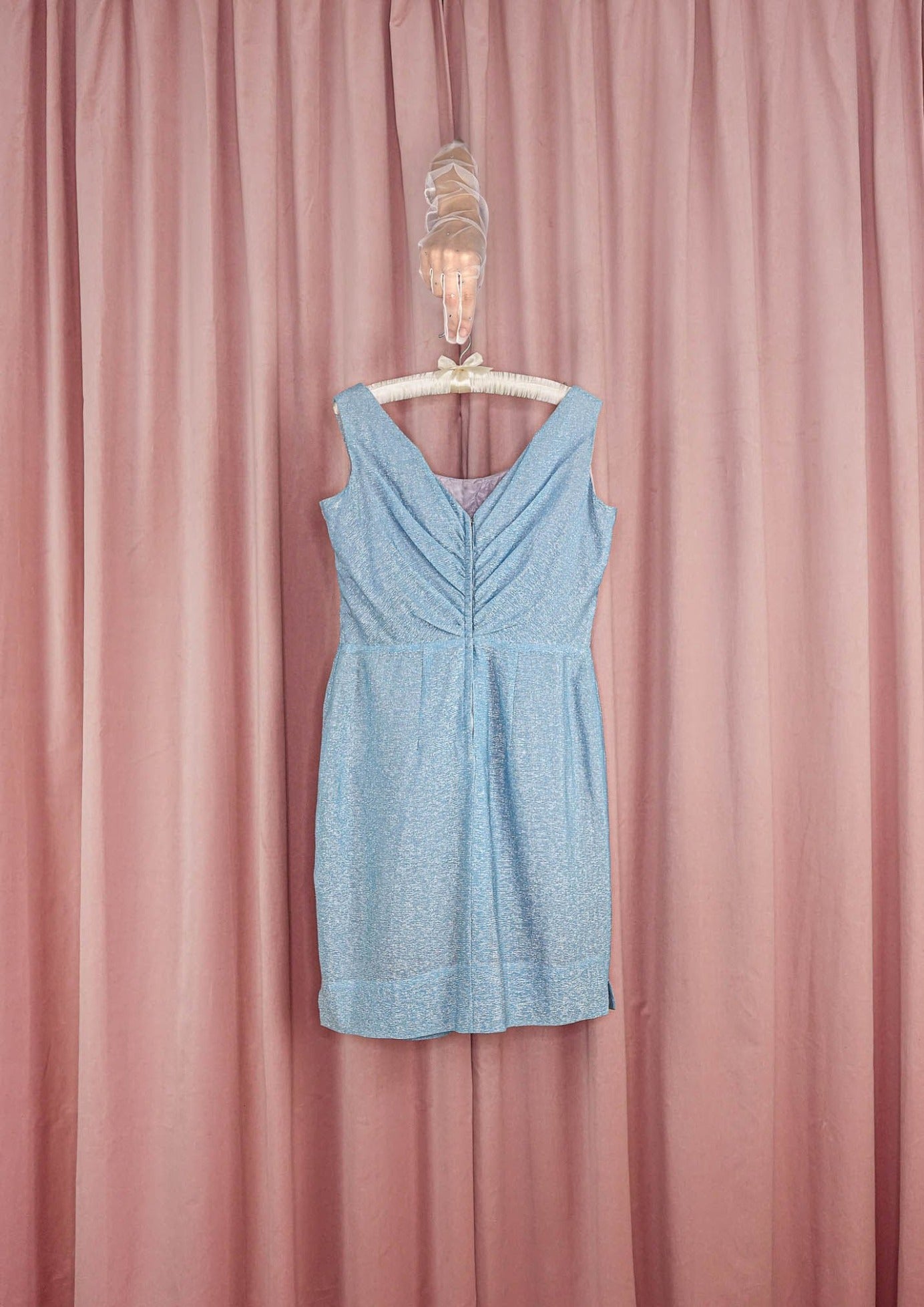 1960s 'Lilli Diamond' Baby Blue Lurex Wiggle Dress Cha Cha Linda Vintage 1960s 'Lilli Diamond' Baby Blue Lurex Wiggle Dress Cha Cha Linda Vintage
