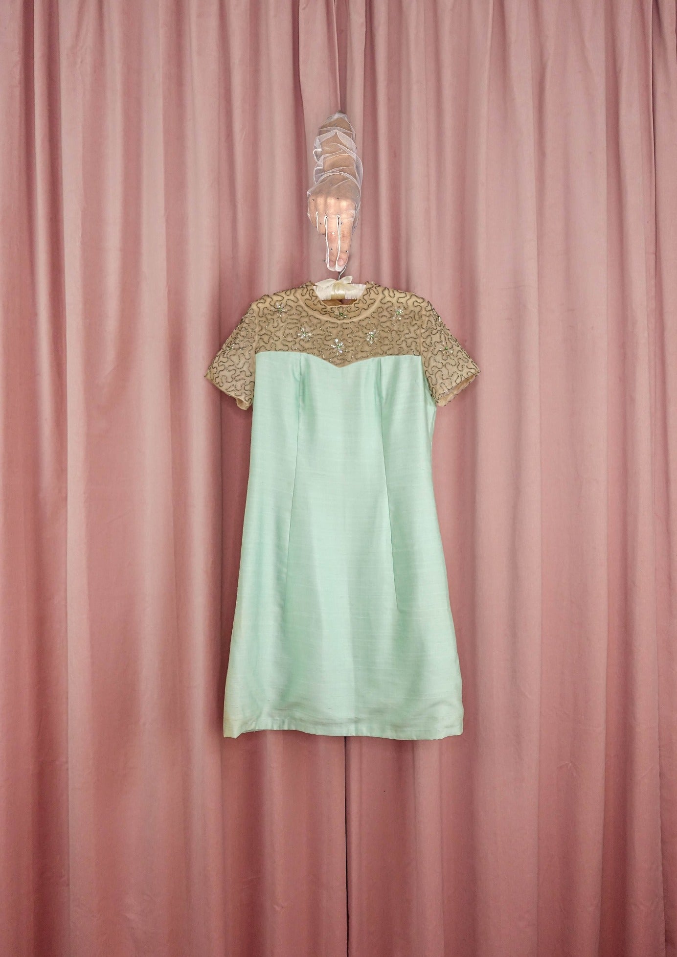 1960s Ice Blue Beaded Shift Dress Cha Cha Linda Vintage 1960s Ice Blue Beaded Shift Dress Cha Cha Linda Vintage