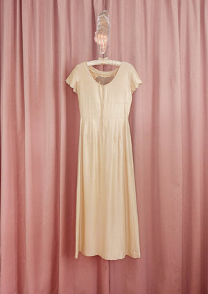 1960s Champagne Silk Cut Out Dress